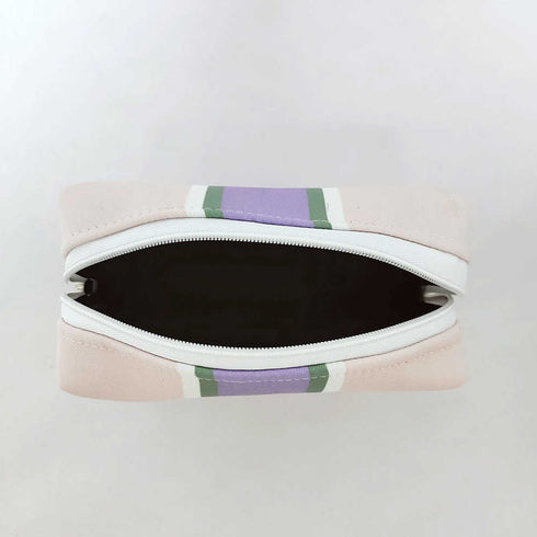 Personalised Purple Stripes Floral Printed Box Pouch